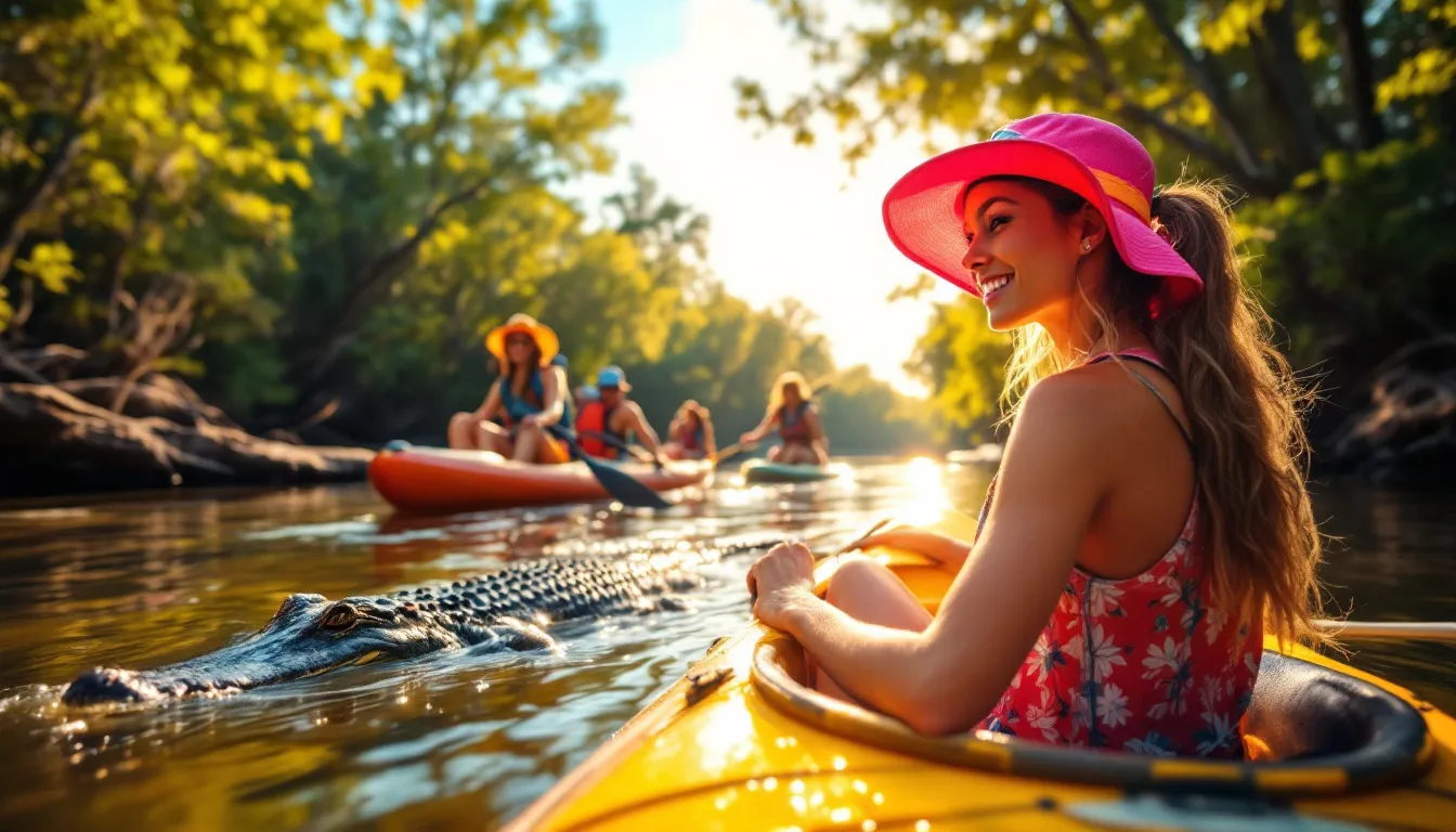 Outdoor enthusiasts enjoying various adventure activities in Florida's natural landscapes.